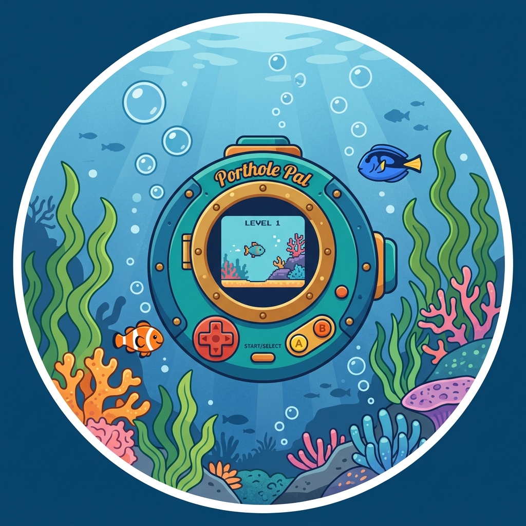 AquaArcade custom handheld console porthole graphic